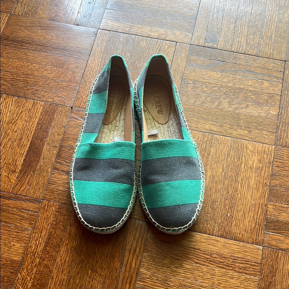 J. Crew Green and Gray Espadrille Flats